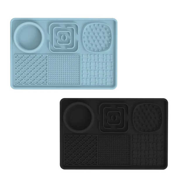 Multi Functional Slow Feeder Mat For Dogs Anti Slip Lick Pad With Multiple Textures Rectangle 2Pcs Dog Feeding Mats