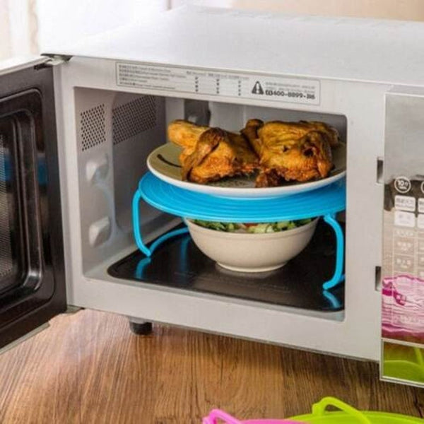 Multifunction Microwave Oven Heating Layered Steaming Rack 2Pcs Green Yellow Microwave Cooking Gadgets