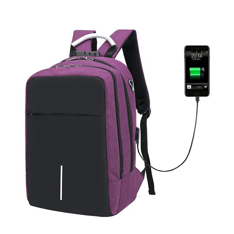 Multifunction Oxford Laptop Backpack Purple