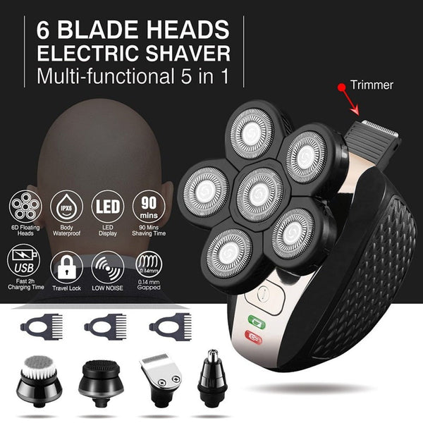 Multifunction Rechargeable Electric Men Shaver 6D Floating Heads Bald For