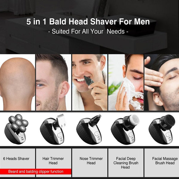 Men's Shavers Multifunction Rechargeable Electric Men Shaver 6D Floating Heads Bald