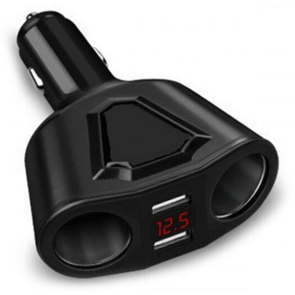 Multifunctional 2 Usb Interface Car Charger Black