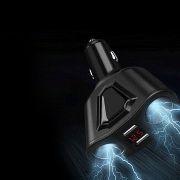 Multifunctional 2 Usb Interface Car Charger Black