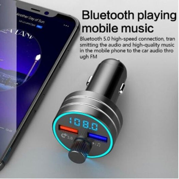 Multifunctional Fast Charging 3.0 Car Bluetooth Fm Transmitter Dual Usb Charger Mp3 Player Gray Transmitters