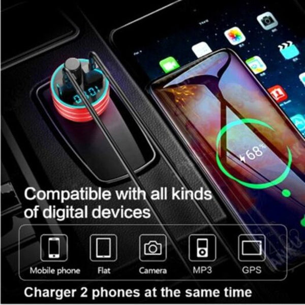 Multifunctional Fast Charging 3.0 Car Bluetooth Fm Transmitter Dual Usb Charger Mp3 Player Gray Transmitters