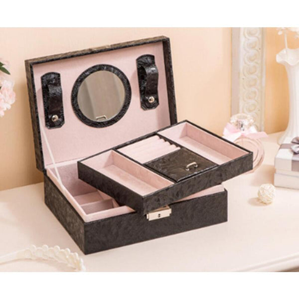 Veile Studios Multifunctional Jewelry Box Style Lock Storage With Mirror Black Jewellery Boxes