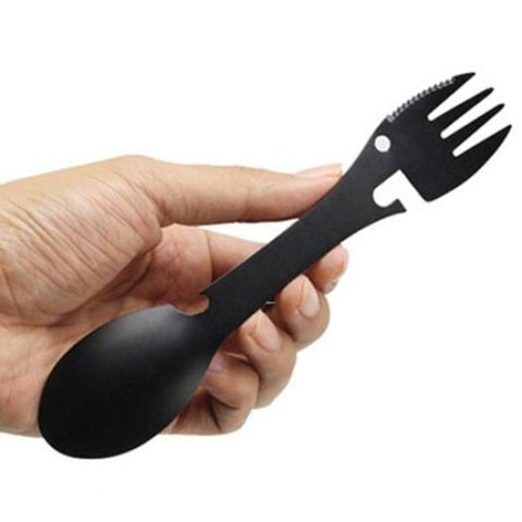 Multifunctional Stainless Steel Fork And Spoon Black