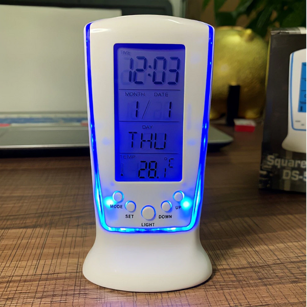 Multifunctional Led Digital Desk Bedside Alarm Clock White