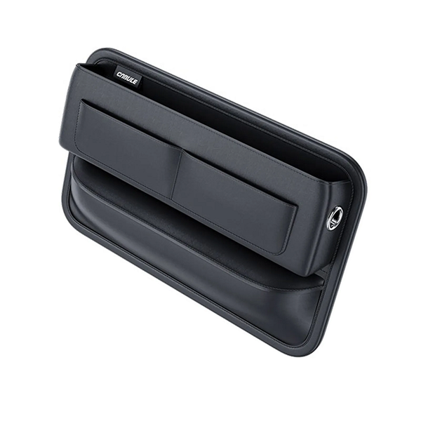 Multifunctional Car Front Seat Gap Black Faux Leather Storage Holder With Cup Car Organisers