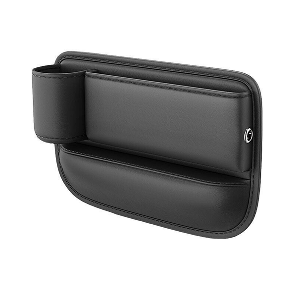 Multifunctional Car Front Seat Gap Black Faux Leather Storage Holder With Cup Car Organisers