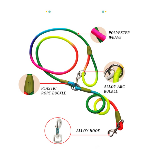 Multifunctional Hands Free Nylon Reflective Dog Leash Leads & Head Collars