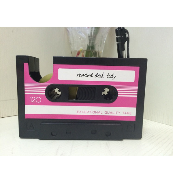 Multifunctional Tape Dispenser Pen Holder Retro Cassette Desk Organiser Packing Tape Dispensers