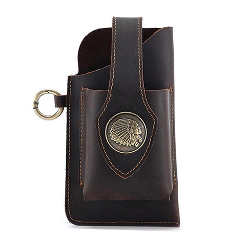 Multifunctional Vintage Leather Waist Belt Bag Phone Holder Men