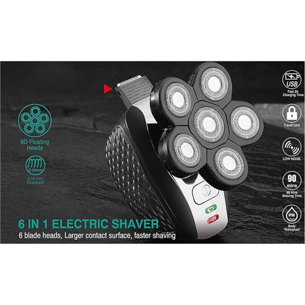 Multifunction Rechargeable Electric Men Shaver 6D Floating Heads Bald Men's Shavers