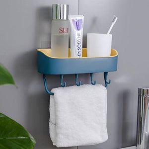 Multilayer Toilet Free Punch Storage Rack Bathroom Multifunctional Towel Toothbrush Holder Blue Gray