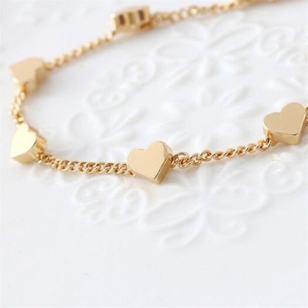 Veile Studios Multiple Heart Shaped Simple And Meticulous Bracelet Gold Bracelets