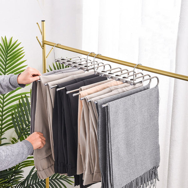 Clothes Hangers Multiple Layers Magic Pants Hangers Scarf Towel Rack Closet Clothes