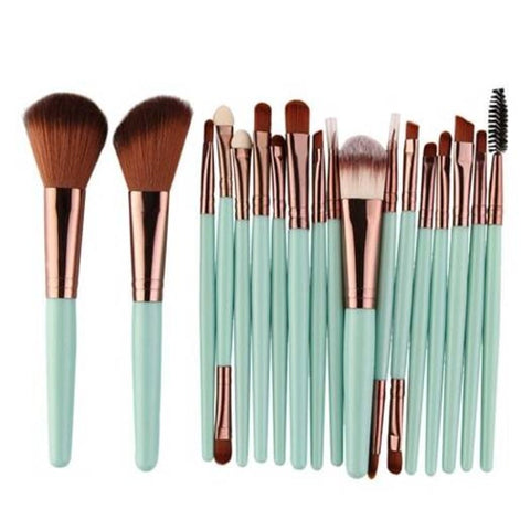 Multipurpose Facial Makeup 18Pcs / Set Green Brown Brushes