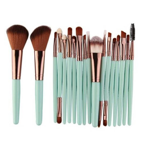 Multipurpose Facial Makeup Brushes 18Pcs / Set Green Brown
