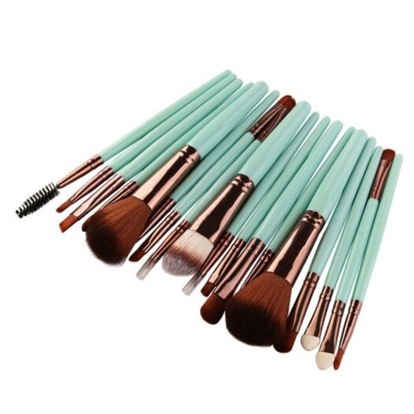 Multipurpose Facial Makeup 18Pcs / Set Green Brown Brushes