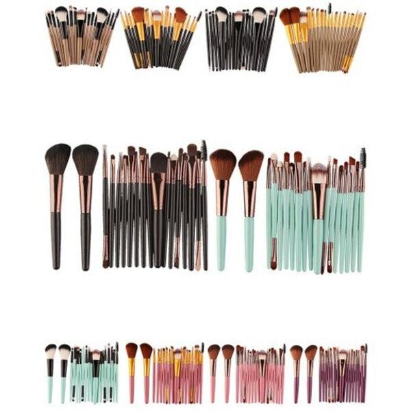 Multipurpose Facial Makeup 18Pcs / Set Green Brown Brushes
