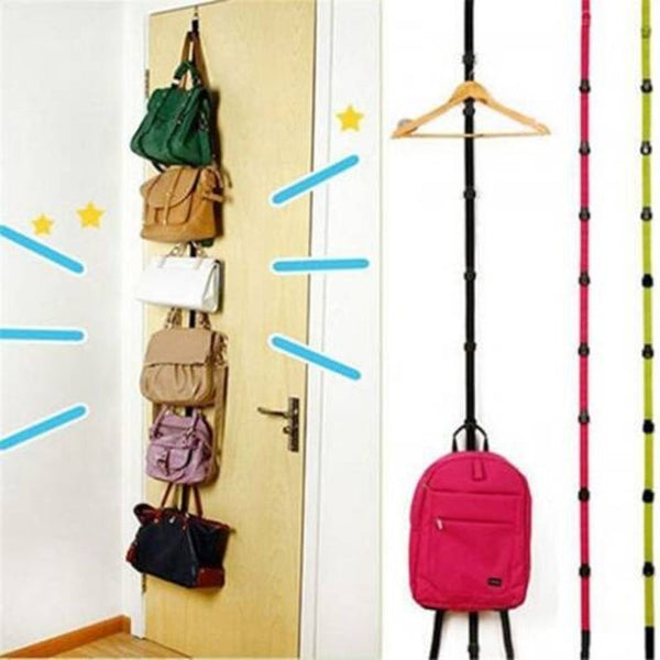 Multipurpose Stainless Steel Over Door Straps Hanger Nylon Belt Coat Rackhat Bag Key 8 Hooks Pink Hooks & Hangers