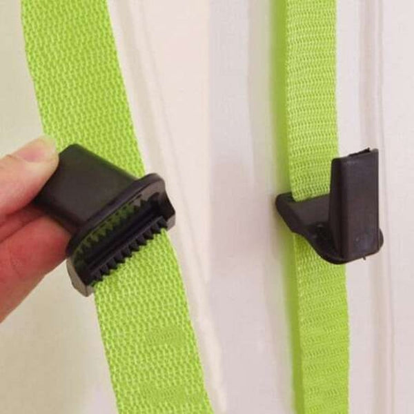 Multipurpose Stainless Steel Over Door Straps Hanger Nylon Belt Coat Rackhat Bag Key 8 Hooks Pink