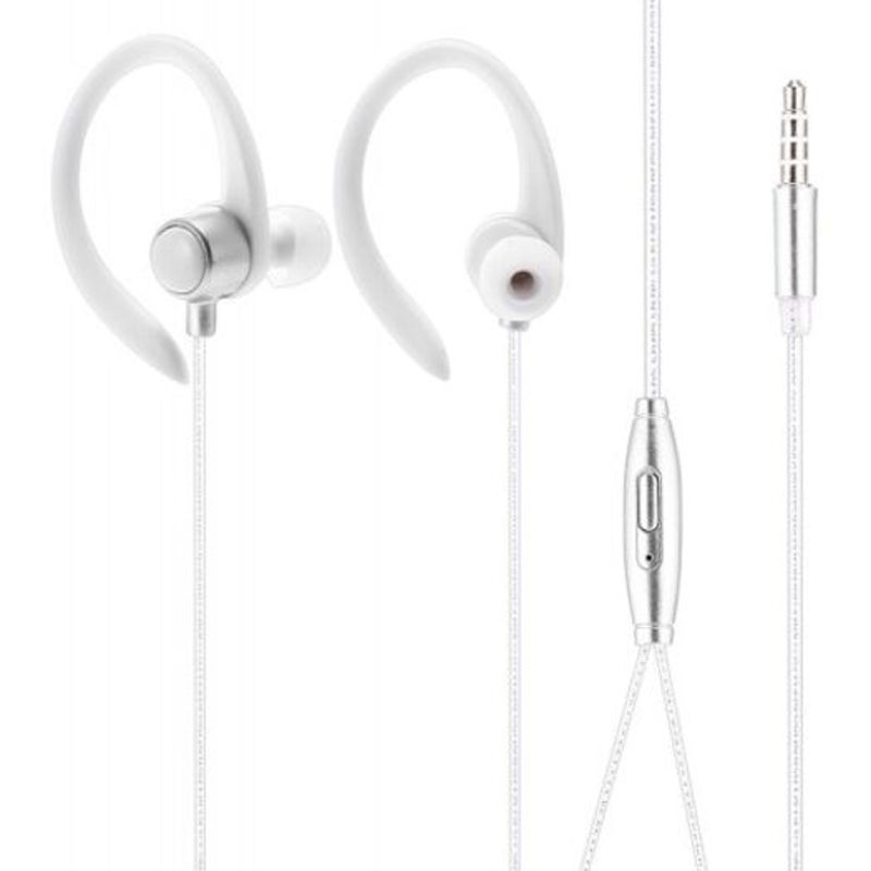 Wired Earphones N06 Wired On Cord Control Sports Earphones Silver And White