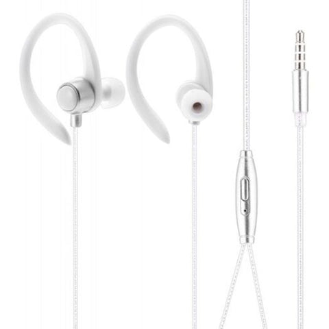 N06 Wired On Cord Control Sports Earphones Silver And White