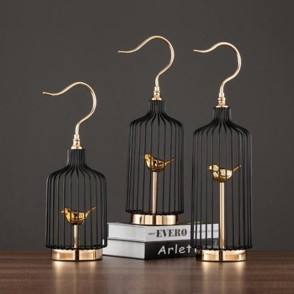 52 Centimetre Golden Handle Birdcage Tabletop Decor Sculptures Figurines Sculptures & Figurines