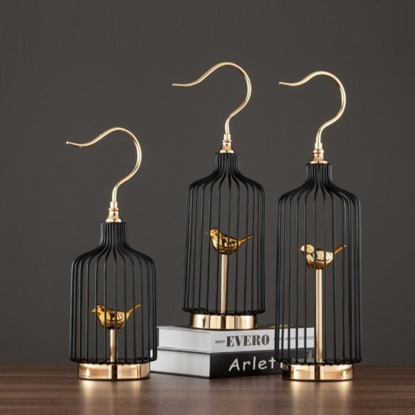 47 Centimetre Golden Handle Birdcage Tabletop Decor Sculptures Figurines Sculptures & Figurines