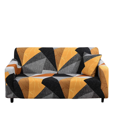 4 Seater Sofa Cover Golden Yellow Geometric Style Elastic Stretchable Slipcover Slipcovers