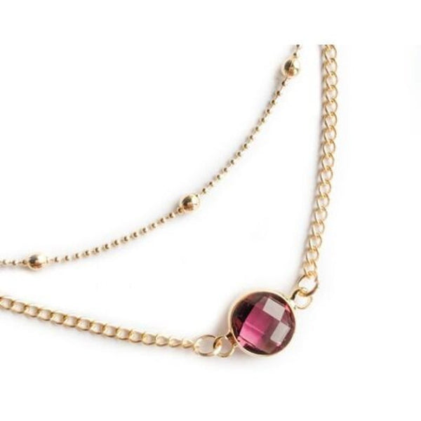 Veile Studios Natural Stone Glass Inlaid With Fashion Necklace Red Necklaces & Pendants