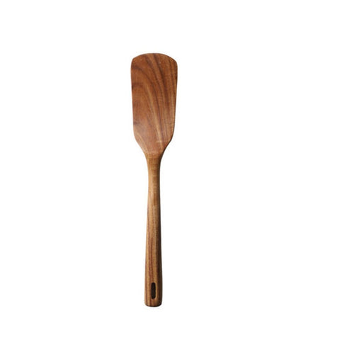 Natural Wooden Long Cooking Spoon Shovel Spatula Kitchen Tool Set