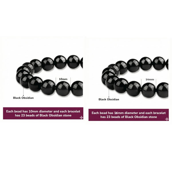 10Mm Natural Black Obsidian Beaded Bracelet For Men And Women Stretchable Healing Crystal Jewelry With Elastic Band Protective Energy Stone Gift Birth