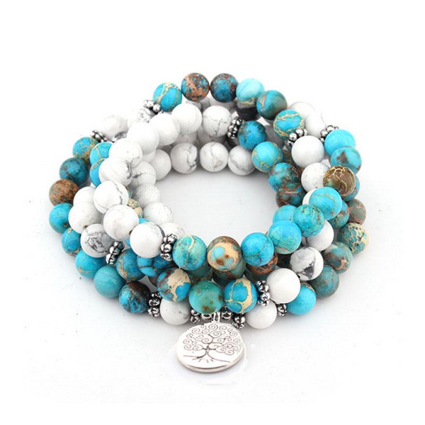 Veile Studios Natural Stone Mala Bracelet 108 Beads Wrap Jewellery Bracelets