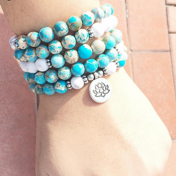 Veile Studios Natural Stone Mala Bracelet 108 Beads Wrap Jewellery Bracelets