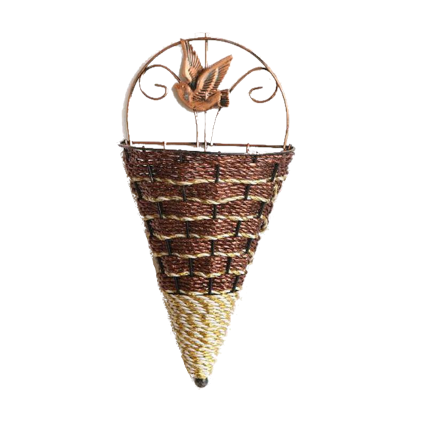 Baskets Pots Window Boxes Natural Wicker Flower Basket Wall Hanging Pot Planter Rattan Vase Home Decor