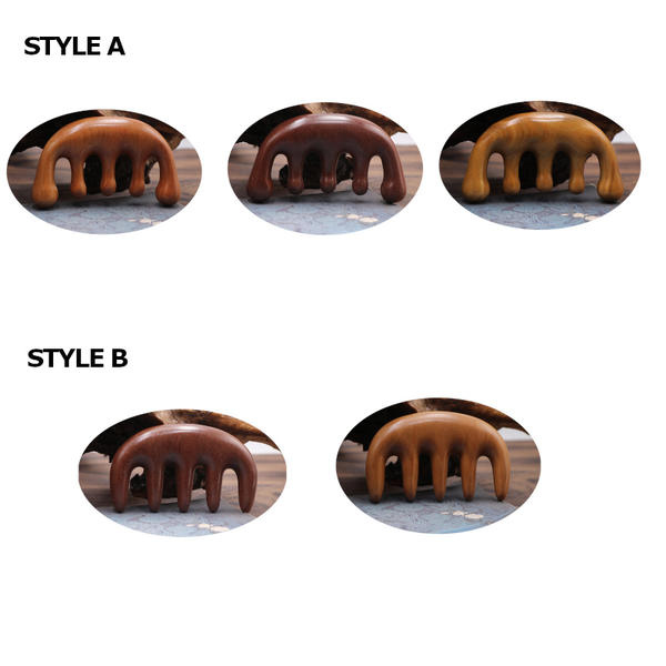 Natural Wood Wide Tooth Scraping Scalp Massage Comb Handheld No Static Head Tool Massagers