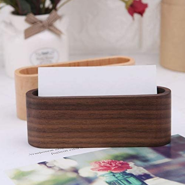 Natural Wooden Business Card Holders Note Display Stand Desk Organizer Desktop Ornaments Office Supplies Crafts