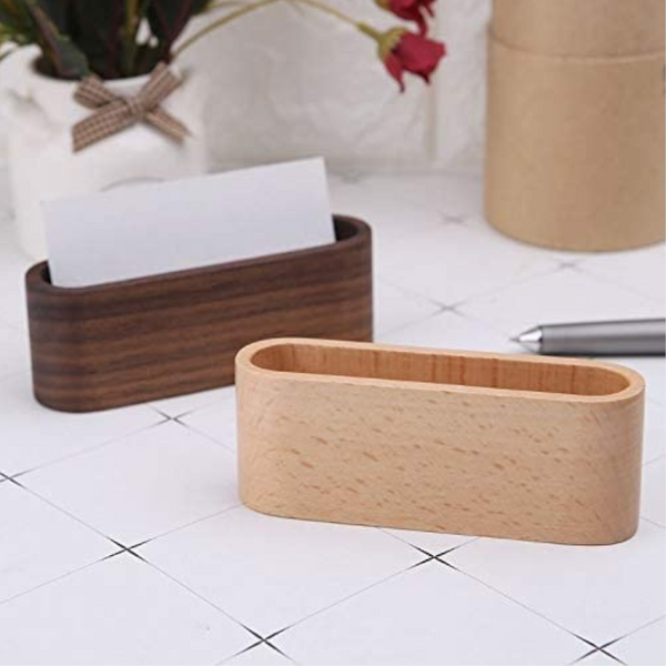 Natural Wooden Business Card Holders Note Display Stand Desk Organizer Desktop Ornaments Office Supplies Crafts