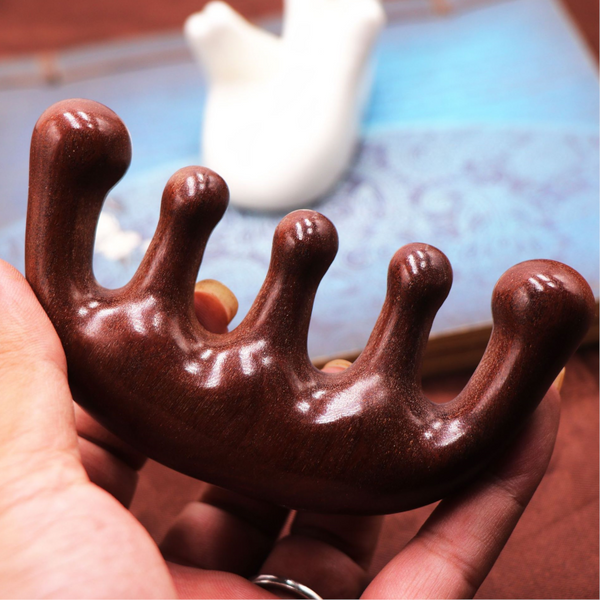 Natural Wood Wide Tooth Scraping Scalp Massage Comb Handheld No Static Head Tool Massagers