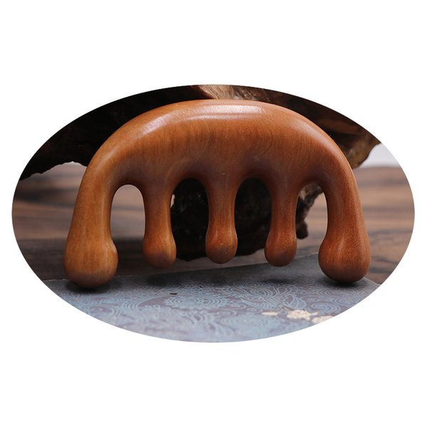 Natural Wood Wide Tooth Scraping Scalp Massage Comb Handheld No Static Head Tool Massagers