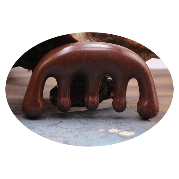 Natural Wood Wide Tooth Scraping Scalp Massage Comb Handheld No Static Head Tool Massagers