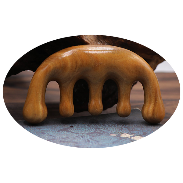 Natural Wood Wide Tooth Scraping Scalp Massage Comb Handheld No Static Head Tool Massagers