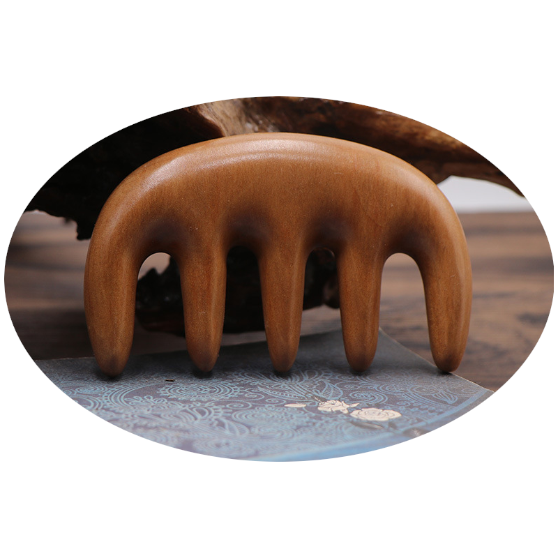 Natural Wood Wide Tooth Scraping Scalp Massage Comb Handheld No Static Head Tool Massagers