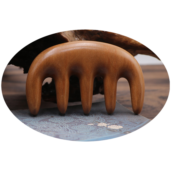 Natural Wood Wide Tooth Scraping Scalp Massage Comb Handheld No Static Head Tool Massagers