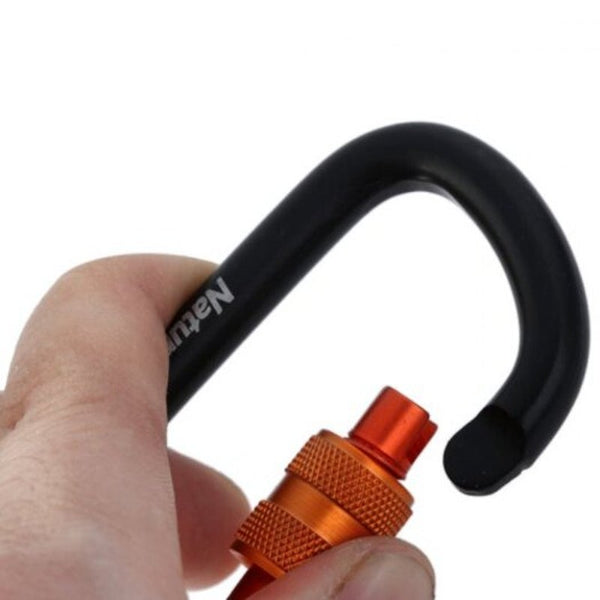 Naturehike Nh 8Cm D Shape Carabiner Mini Hook With Lock Black