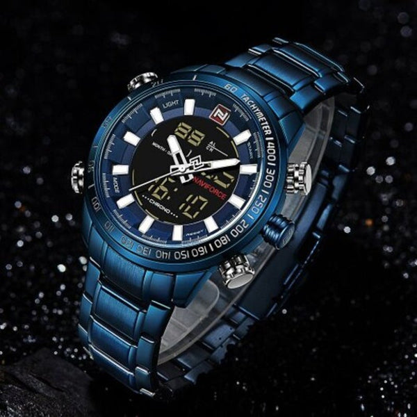 Veile Studios Men's Original Luxury Brand Stainless Steel Quartz Watch Blue Watches
