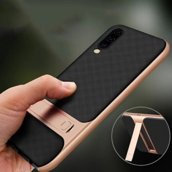 2 In 1 Phone Case Cover With Invisible Bracket For Samsung Galaxy A10 / A50 Gold